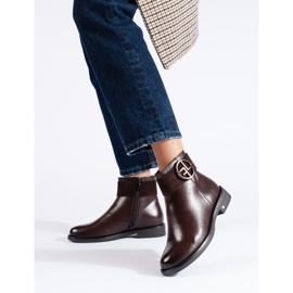 W. Potocki Braune niedrige Stiefel mit flachem Absatz von Potocki 1