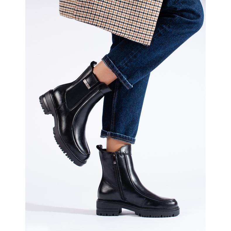 W. Potocki Potocki schwarze Chelsea-Stiefel für Damen 2