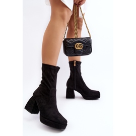 Schwarze Adelles Damen-Stiefeletten mit massivem Absatz und Plateau 2