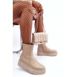 Damen-Plateaustiefel aus Leder in Beige von Lemar Jenefer 4