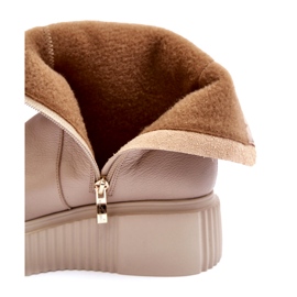 Damen-Plateaustiefel aus Leder in Beige von Lemar Jenefer 1