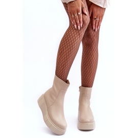 Damen-Plateaustiefel aus Leder in Beige von Lemar Jenefer 2