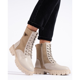 Beige Arbeitsstiefel für Damen 1