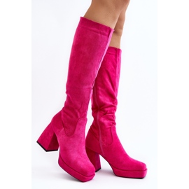Layala Fuchsia Isolierte Damenstiefel mit massivem Absatz rosa 1