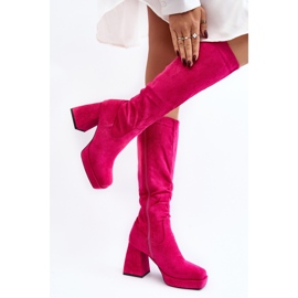 Layala Fuchsia Isolierte Damenstiefel mit massivem Absatz rosa 2