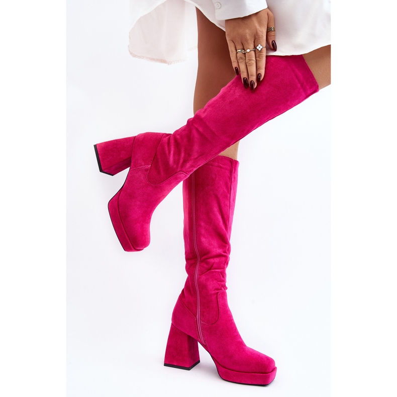Layala Fuchsia Isolierte Damenstiefel mit massivem Absatz rosa 2