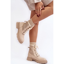 Hellbeige Schnürstiefeletten für Damen Gentiana 4