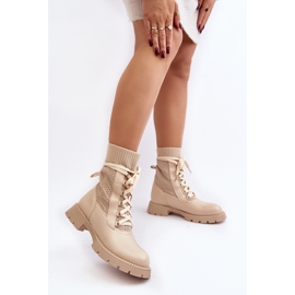 Hellbeige Schnürstiefeletten für Damen Gentiana 5