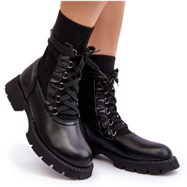 Damen Stiefeletten mit Schnürsocke Schwarz Gentiana 10