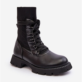 Damen Stiefeletten mit Schnürsocke Schwarz Gentiana 2