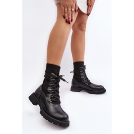 Damen Stiefeletten mit Schnürsocke Schwarz Gentiana 6