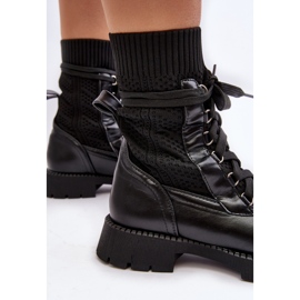 Damen Stiefeletten mit Schnürsocke Schwarz Gentiana 1