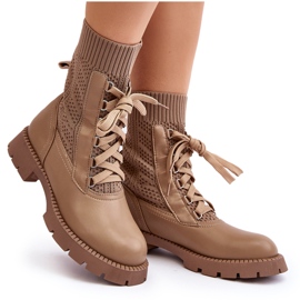 Damenstiefel mit Schnürsocke, brauner Gentiana 10
