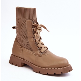Damenstiefel mit Schnürsocke, brauner Gentiana 2