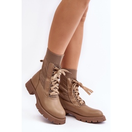 Damenstiefel mit Schnürsocke, brauner Gentiana 3