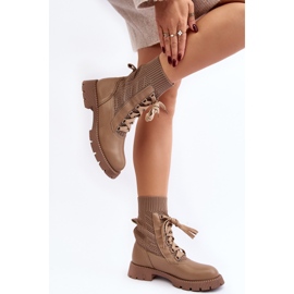 Damenstiefel mit Schnürsocke, brauner Gentiana 6