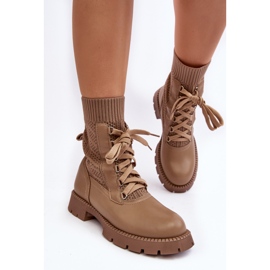 Damenstiefel mit Schnürsocke, brauner Gentiana 7