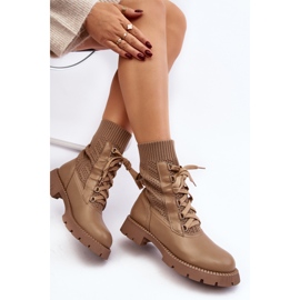 Damenstiefel mit Schnürsocke, brauner Gentiana 8