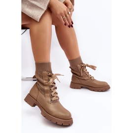 Damenstiefel mit Schnürsocke, brauner Gentiana 9