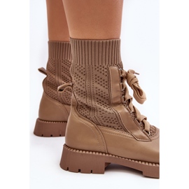 Damenstiefel mit Schnürsocke, brauner Gentiana 1