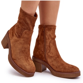 Kamelfarbene Argastis-Stiefeletten mit hohem Absatz für Damen braun 9