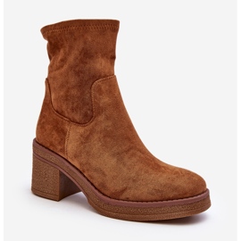 Kamelfarbene Argastis-Stiefeletten mit hohem Absatz für Damen braun 1