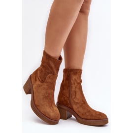 Kamelfarbene Argastis-Stiefeletten mit hohem Absatz für Damen braun 2