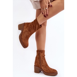 Kamelfarbene Argastis-Stiefeletten mit hohem Absatz für Damen braun 3