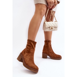 Kamelfarbene Argastis-Stiefeletten mit hohem Absatz für Damen braun 4