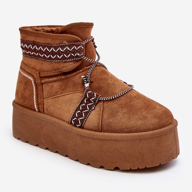 Damen-Schneestiefel mit dicker Sohle und Camel-Milson-Schnürung braun 2