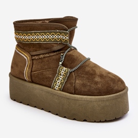 Damen-Schneestiefel mit dicker Sohle und Schnürsenkeln, grüner Milson 1