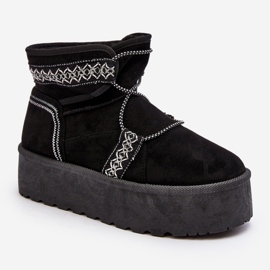 Damen-Schneestiefel mit dicker Sohle und Schnürung, Schwarz Milson 1
