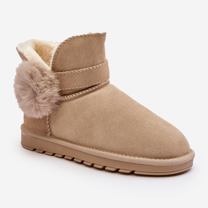 Beige Eraclio Damen-Schneestiefel aus Wildleder mit Ausschnitten 1