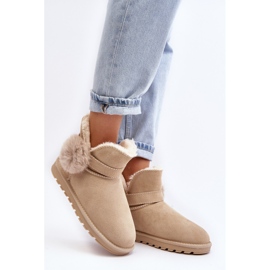 Beige Eraclio Damen-Schneestiefel aus Wildleder mit Ausschnitten 2