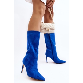 Damenstiefel mit mittelhohem Absatz und hohem Absatz, blaue Odetteia 2