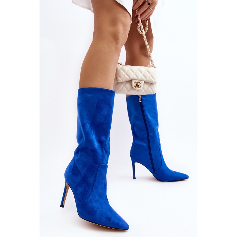 Damenstiefel mit mittelhohem Absatz und hohem Absatz, blaue Odetteia 2