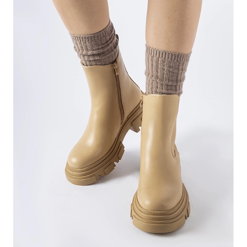 Beige Stiefeletten mit Gummieinsatz D'Isola 1