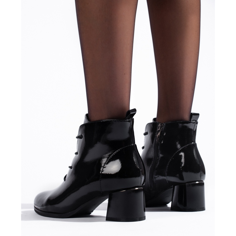 W. Potocki Schwarze Damenstiefel von Potocki aus Lackleder 2