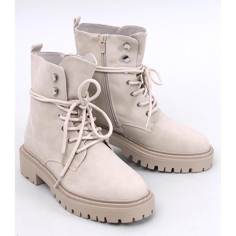 Simmo Beige Schnürstiefeletten mit Protektor 1