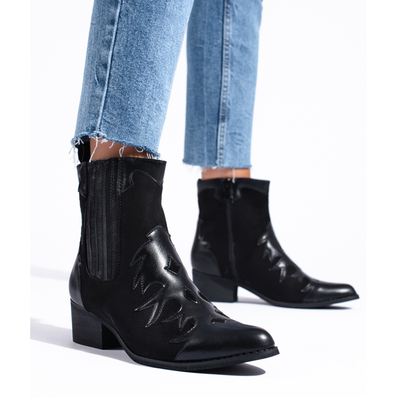 Schwarze Overknee-Cowboystiefel für Damen von Shelovet 1