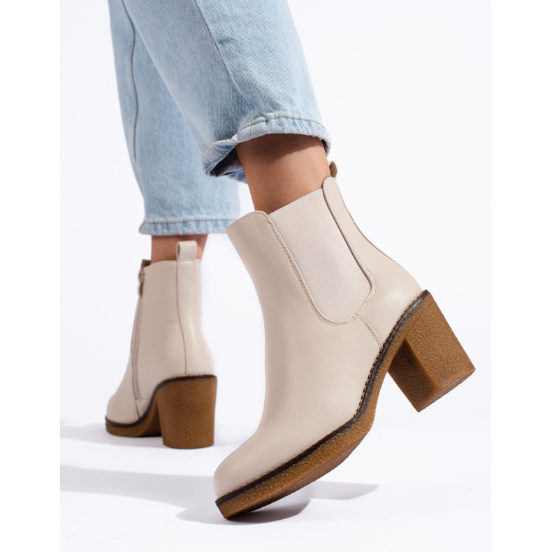 Klassische beige Shelovet-Stiefeletten 1