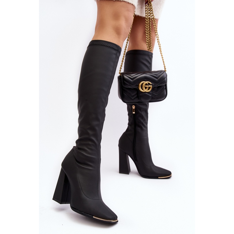 Damen-Stiefel mit hohem Absatz, Schwarz, Rishabh 2