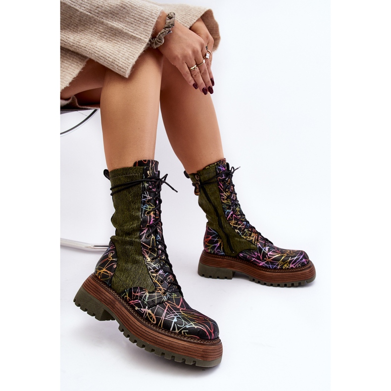 Damen-Arbeiterstiefel aus Leder Maciejka 06203-09 Mehrfarbig schwarz 2