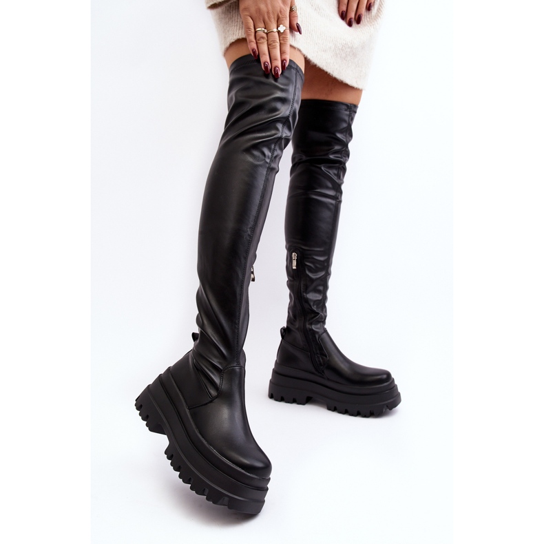 Overknee-Stiefel für Damen mit massiver Sohle, Schwarz Chinasa 1