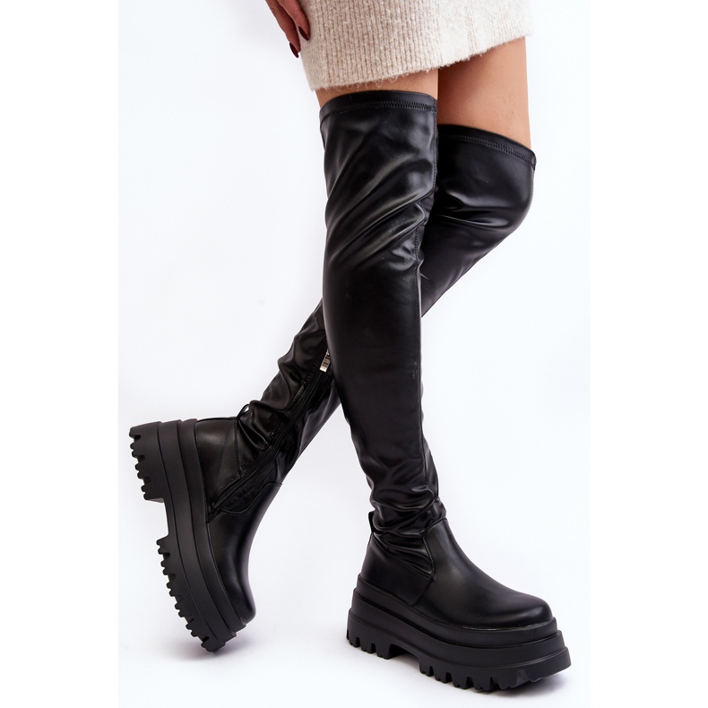 Overknee-Stiefel für Damen mit massiver Sohle, Schwarz Chinasa 2