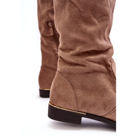 Super Me Beigefarbene Bikka-Overknee-Flachstiefel für Damen 3