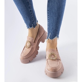 Rosafarbene Mokassins, verziert mit einer Stanislas-Schnalle 1