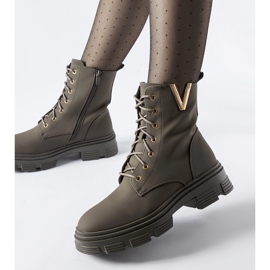 Dunkelgrüne, isolierte, matte Fru-Stiefeletten 1