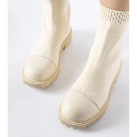 Beigefarbene Sockenstiefeletten mit Strasssteinen von Vail 1