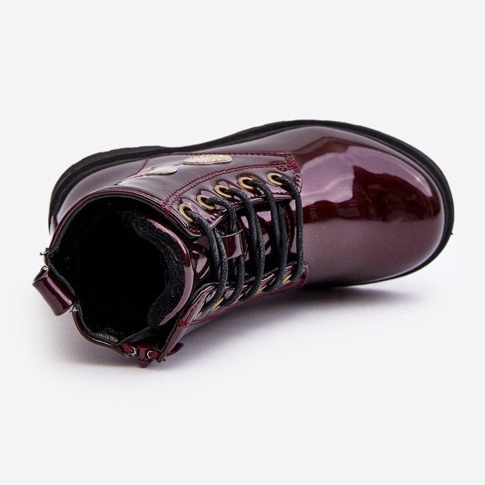 Kinderstiefeletten aus Lackleder mit Verzierungen, burgunderrot Adete 1